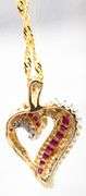 14KT Gold, Diamond, and Ruby (both tested) Pendant and 14KT Gold Necklace.  7gtw.