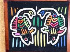 Vintage Mola Handwork Textile Indigenous Guna (Kuna) Art from Panama - 12 x 13 each