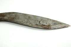 Vintage Kurka knife in leather sheath , Hand crafted , Marked " India "