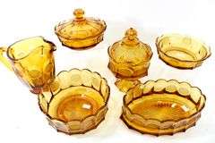 Fostoria Amber Coin  Glassware.