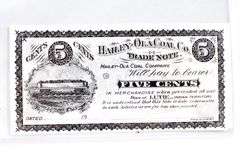 1900's Hailey Ola Coal Company Indian Territory Notes.  5 Cents & $1.
