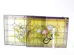 Stained Glass Floral Window Art - Two - 18 x 24 each