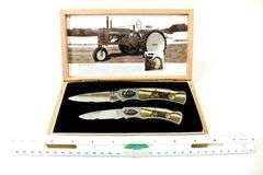 John Deere 1950 Farm Tractors Collector Folding Knives in Presentation Box