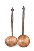 Vintage license plate flag toppers , Ice Cream Scoops by "Dairy Fresh", Benedict Indestructo, Scoop Rite Pat. Pend., and Other - and - Copper and Wrought Handle Ladles, and More