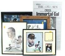 Cal Ripken Memorabilia Includes - Press Plate from The Baltimore Sun Sept.7 1995, Signed Pencil Drawing 1867 of 2131, Large Framed "First Hit" 1981 and more