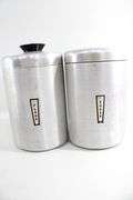 Vintage Kromex Made in USA Atomic Age Metal Canisters with Lids