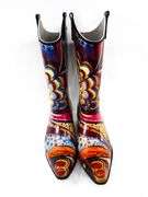 Tooled Leather Western Boots Size 8.5M - and - Composition Rubber Western Boots Size 8