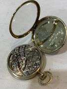 14K Gold Case , Howard pocket watch , Serial 1336445 , circa 1918 , Engraved from Mac to Albert , 12-25-23  Has interesting  " keystone" trifold case  , seems to be running well .