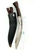Vintage Kurka knife in leather sheath , Hand crafted , Marked " India "