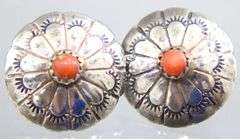 Sterling Silver Native American Earrings with coral accents