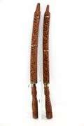 Traditional Thai Dha Swords with Intricately Carved Sheaths - Pair