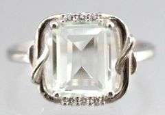 Aquamarine (tested) and Sterling Silver Ring, size 9.