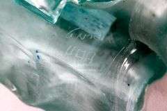 Signed - Yehuda Parmat UDA Israeli Stacked Art Glass Sculptural Candleholder.  9x10