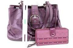 COACH Signature Logo Shoulder Tote Handbag with Wallet.