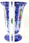 Vintage hand-painted ceramic vase from Alcobaça, Portugal