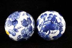 Churchill "Willow" Made in Japan Ceramic Tray - and - Blue on White Chinoiserie Ceramic Balls