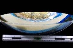 Art Glass Centerpiece Blue / Gold Bowl.