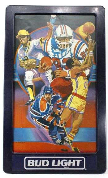 Vintage 1991/1992 Anheuser-Busch Inc. "Bud Light Beer" St. Louis, MO., with Illustration by Bill Vann '90, Sports Bar Electric Sign - 36 x 22