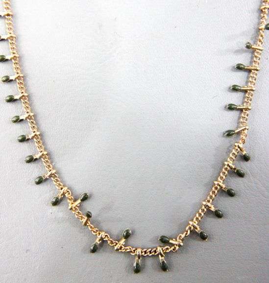 Signed Isabel Marant Necklace with Green Enamel.