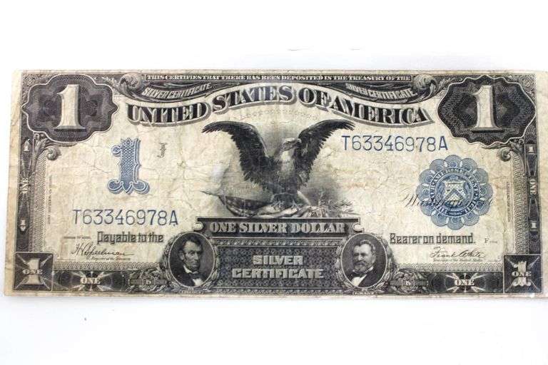 1899 " Black Eagle " $1 Silver Certificate , Large "horse blanket" Sized note