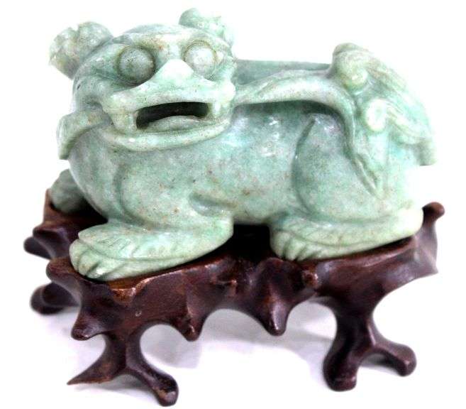 Jade Foo Dog on a Custom Rosewood Stand.