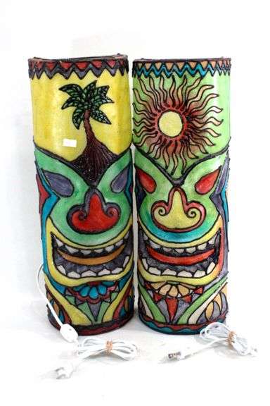 Vintage Tiki Totem Lamps