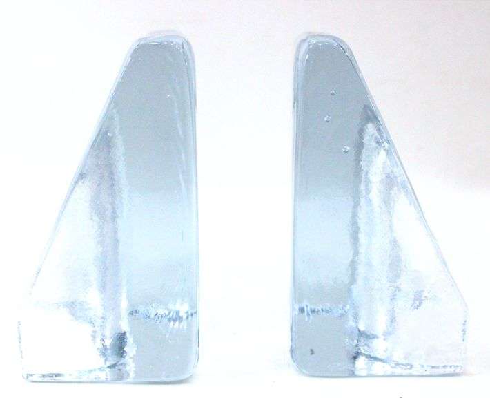 Blenko Glass Designed by Wayne Husted Vintage 1960s Half-Moon Bookends - Pair - 5 x 5 x 3 each