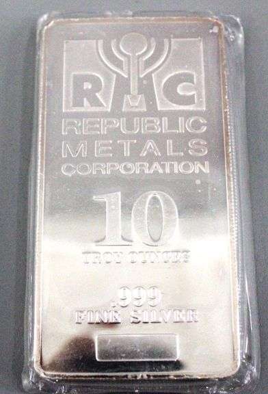 .999 silver 10 Troy OZ Republic Metals bullion bar