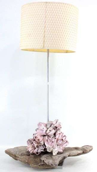 Modern Edge Coastal Driftwood & Ocean Shell Art Table Lamp.  34x19