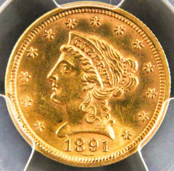 1892 , $2.50 Liberty Head gold coin , PCGS Graded MS61