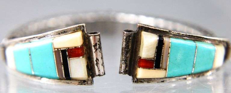 Signed CS LonJose Zuni Sterling Silver and Stainless Silver Watch Band.
