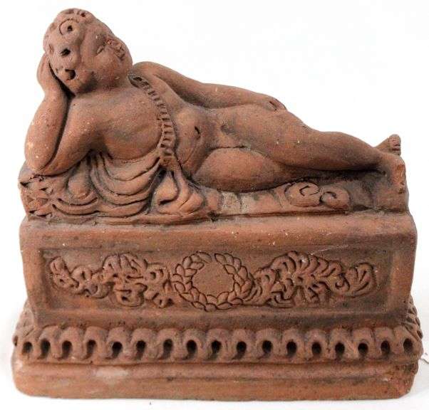 Terracotta Reclining Figure Sculpture - 13x12