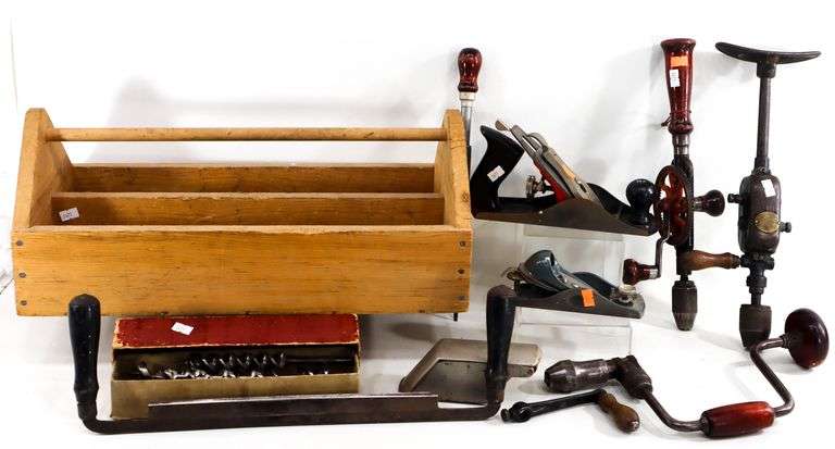 Rustic Primitive Wood Tool Caddy with Vintage Hand Tools - Includes ...