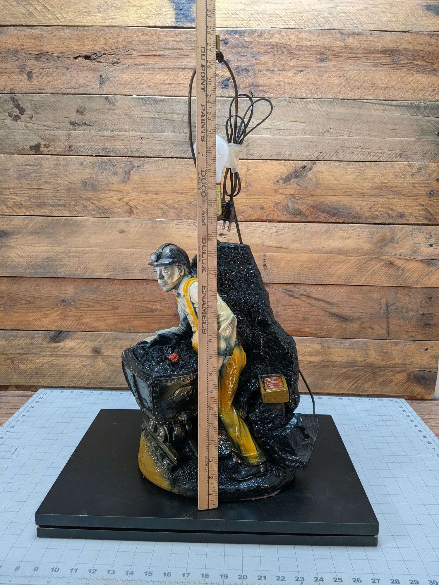 Large Chalkware Coal Miner Table Lamp, by Rullo - Bid On Estates