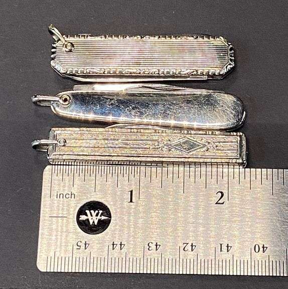 3 Pen Knives. Clasps (not bodies) are 10 and 14k Gold