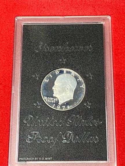 2 Proof Eisenhower Dollars in Brown Boxes (San Francisco, 40% Silver)