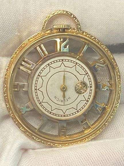 Skeleton Style Pocket Watch in GF Case. Dial marked Nelrich, 21J Crawford Movement (runs)