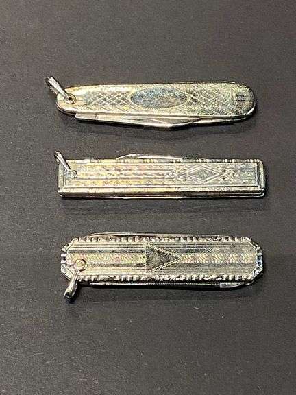 3 Pen Knives. Clasps (not bodies) are 10 and 14k Gold
