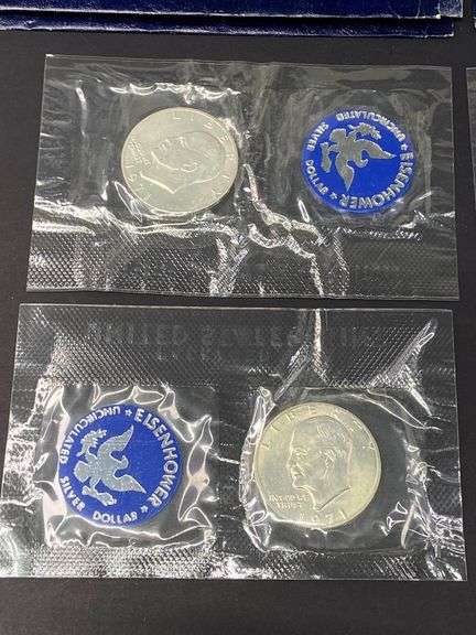 4 Uncirculated 40% Silver Eisenhower Dollar Coins, 1971-S