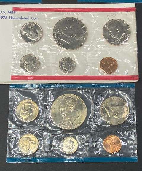 3 Uncirculated Bicentennial Coin Sets, 1976 (1 set is 1976-D)