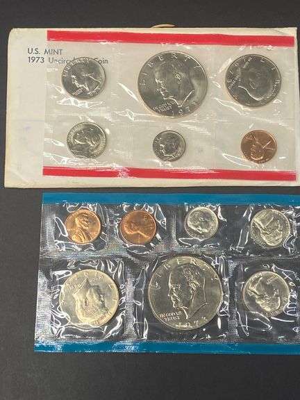 2 Uncirculated Coin Sets with Dollars, 1973-D