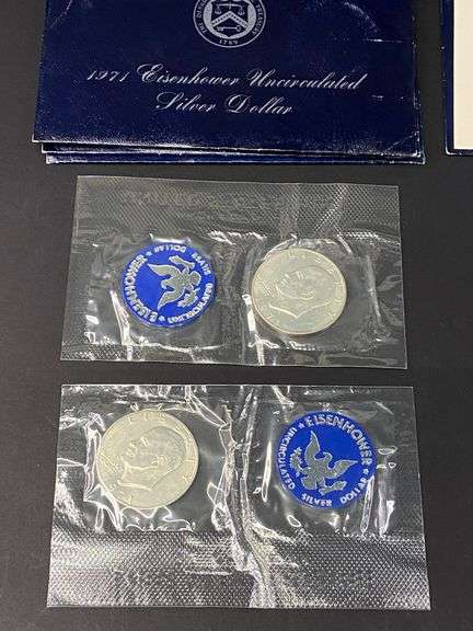 4 Uncirculated 40% Silver Eisenhower Dollar Coins, 1971-S