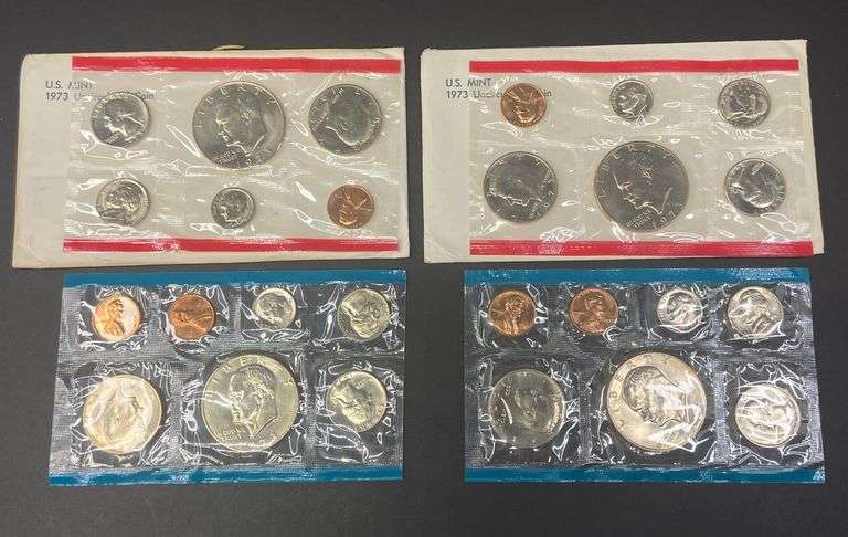 2 Uncirculated Coin Sets with Dollars, 1973-D