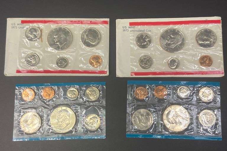 2 Uncirculated Coin Sets with Dollars, 1973