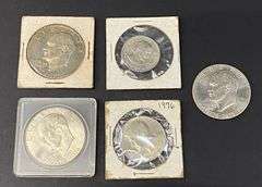 3 Eisenhower Bicentennial Dollar Coins, 1 Half Dollar and 1 1979 Susan B. Anthony