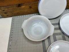 Pyrex Quiche and Glasbake Currier Ives Mixing Bowl