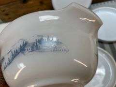 Pyrex Quiche and Glasbake Currier Ives Mixing Bowl