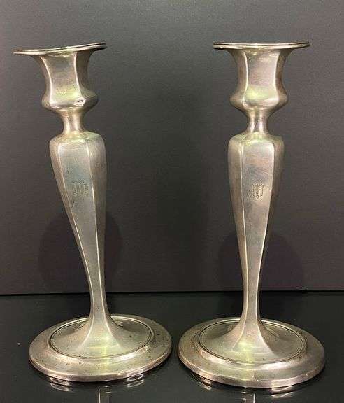 Pair of 9" Sterling Silver Candlesticks, Tiffany & Co., 823 grams (weighted)
