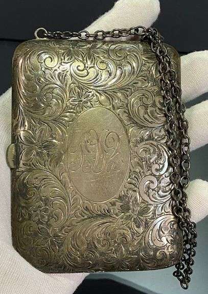 Sterling Silver Change Purse (leather interior is unusable), weighing 116 grams