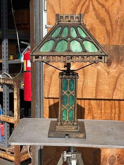 20" Antique Table Lamp (natural gas light) - Unmarked/Attributed to Bradley & Hubbard